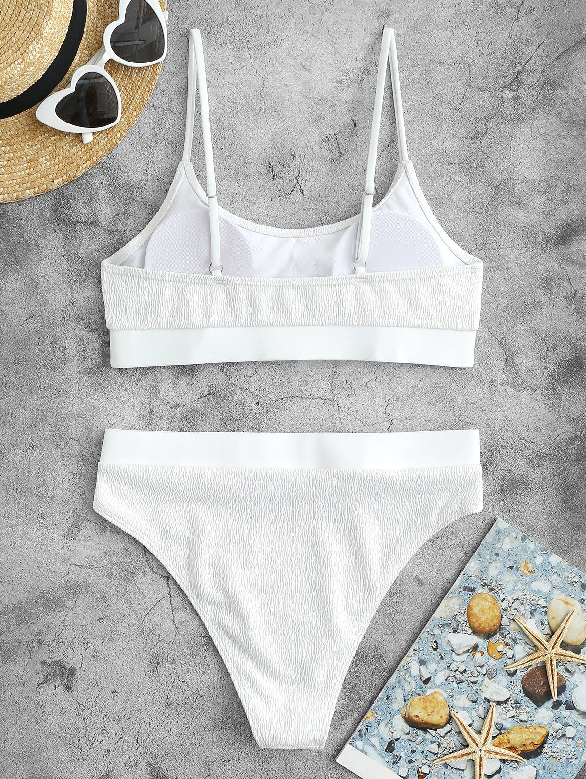 Ribbed white Tankini